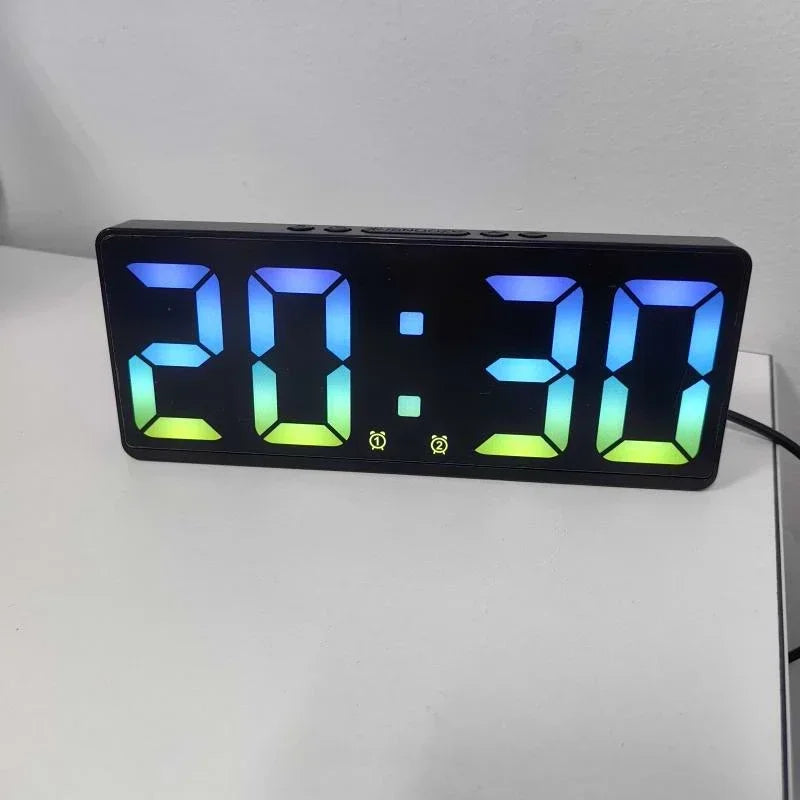 horloge numérique moderne réveil quartz écran led détection vocale mode nuit différentes couleurs fond