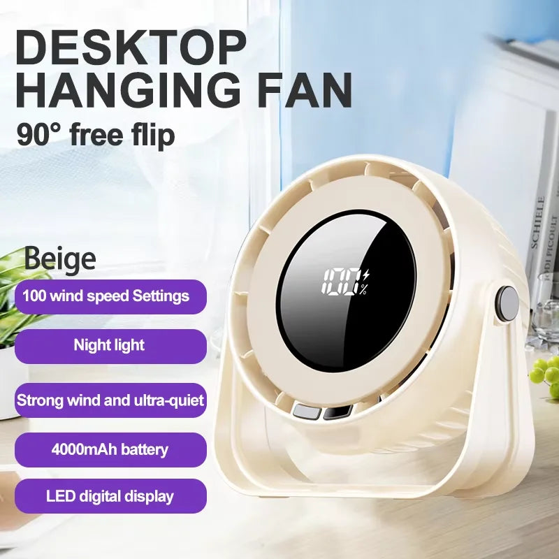 ventilateur portable led rechargeable moderne contrôle tactile noir violet beige