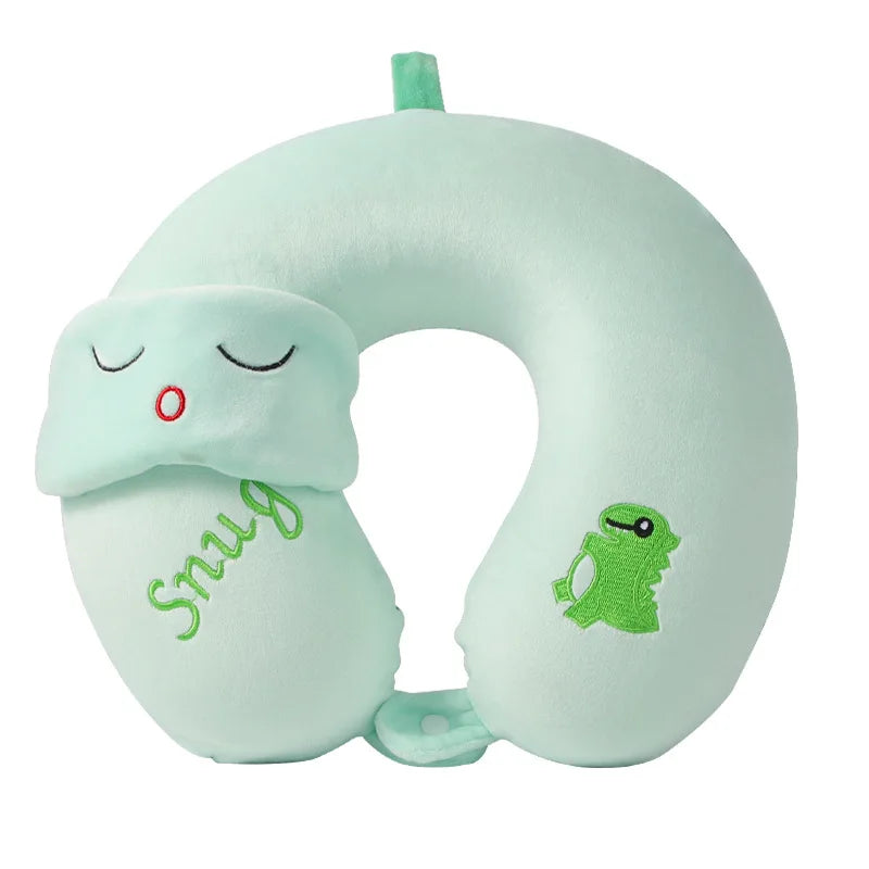 coussin voyage forme mousse mémoire forme animaux ours dinosaure poisson licorne boutons masque yeux
