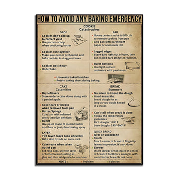 affiche vintage guide cuisson informative cadre noir papier toile beige noire blanche