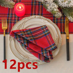 serviettes table carreaux écossais arbre noël étoile bois rouge vert classiques pack 12 24