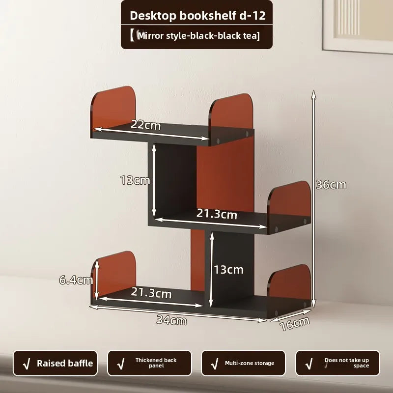 étagère moderne minimaliste bois respectueux environnement noir marron blanc porte documents calculatrice tasse