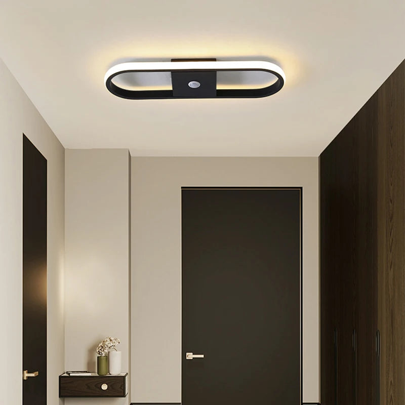 lampe led moderne capteur mouvement noir blanc doré chambre couloir
