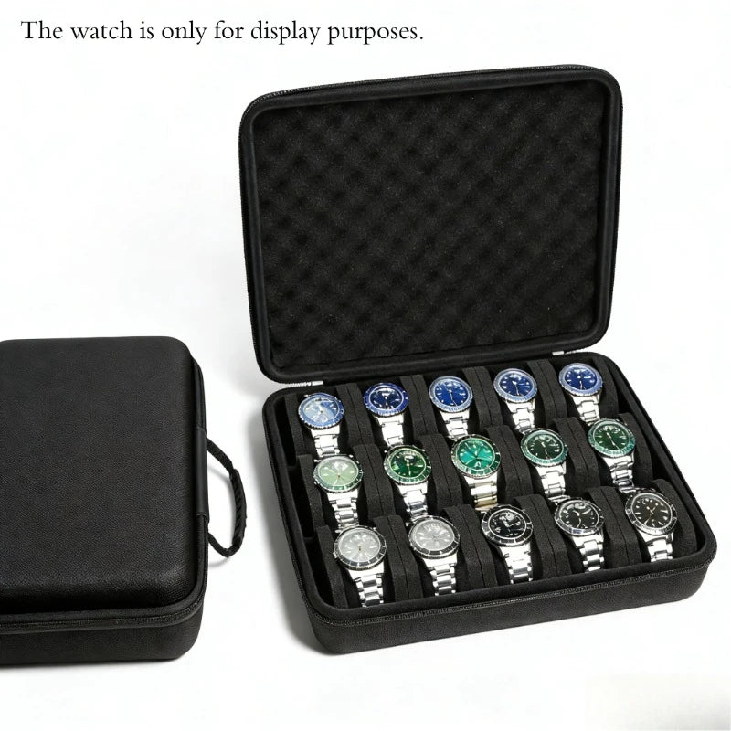 présentoir montres 12 emplacements tissu oxford mousse grise organisation minimaliste noir