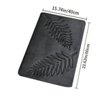 tapis sol mousse mémoire forme bleu marine gris vert feuilles palmier relief moderne large