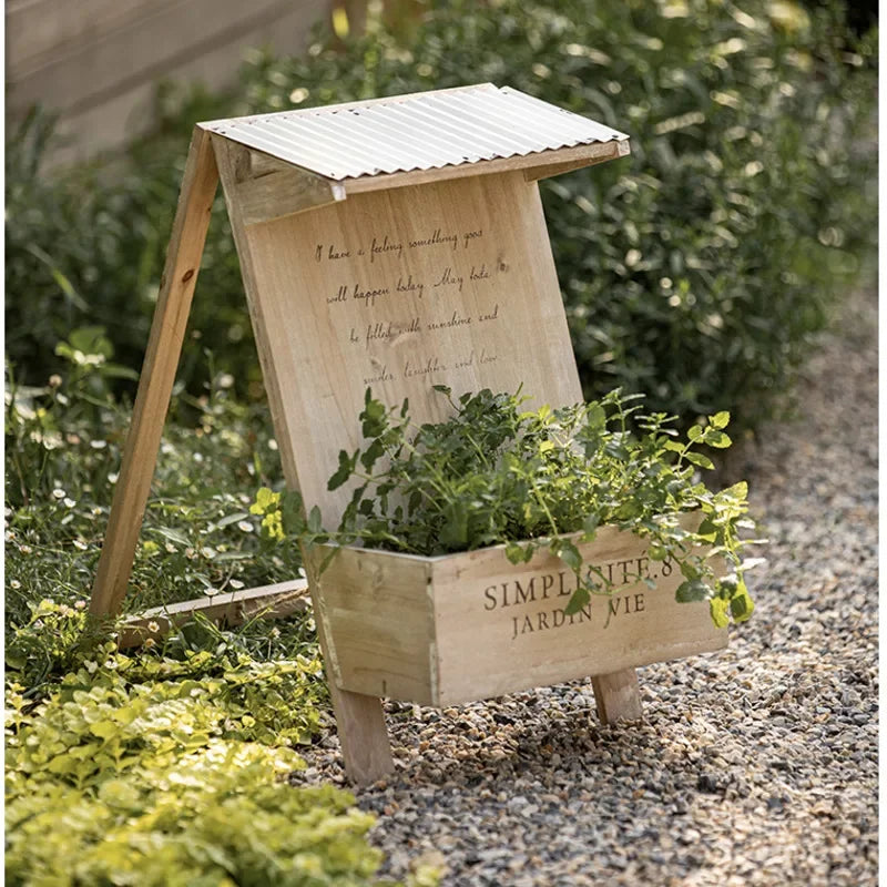 bac fleurs bois naturel rustique plante verte pieds bois extérieur jardin decoration texture bois