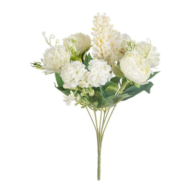 bouquet fleurs artificielles soie mariage décoration maison blanc rose bleu clair vert classiqueintérieur vase