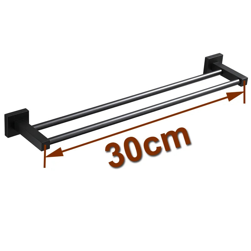 porte serviettes mural noir mat acier inoxydable double barres vis moderne serviettes 30cm 45cm