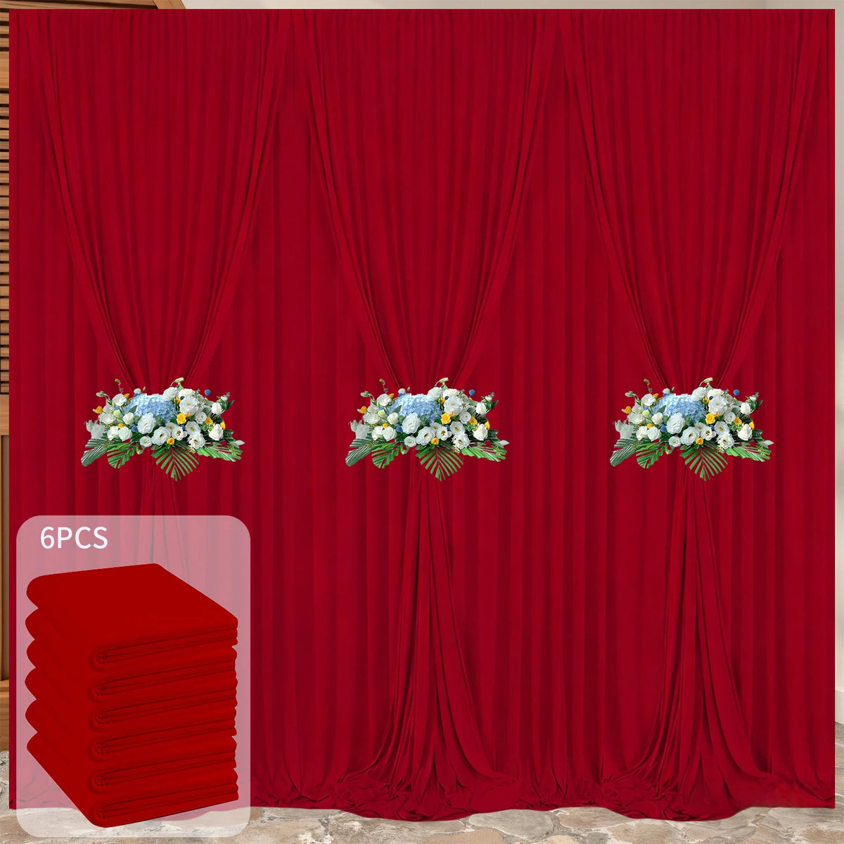 rideau fond scène blanc rose rouge moderne panneaux poignées 5ft 10ft opaques
