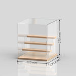étagère figurines transparente moderne bois clair réutilisable pliable organisateur collection carrée respectueuse environnement minimaliste