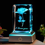 veilleuse cube lumineux rose relief feuilles Love you moderne opacité base plate lumière bleu