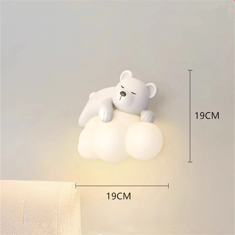 lampe murale décorative ours nuage enfant blanc moderne chambre éclairage mur fixé LED