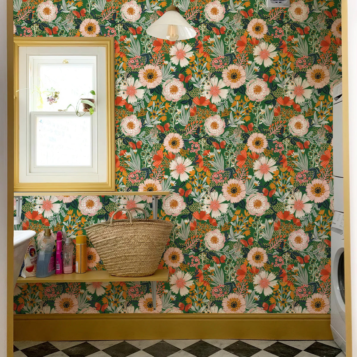 papier peint vinyle adhésif fleurs feuilles papillons salon chambre enfant cuisine vintage naturel