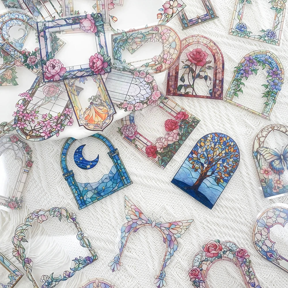 autocollants floraux art nouveau multicolores motifs papillons adhésifs décoratifs scrapbook diy 50 pièces
