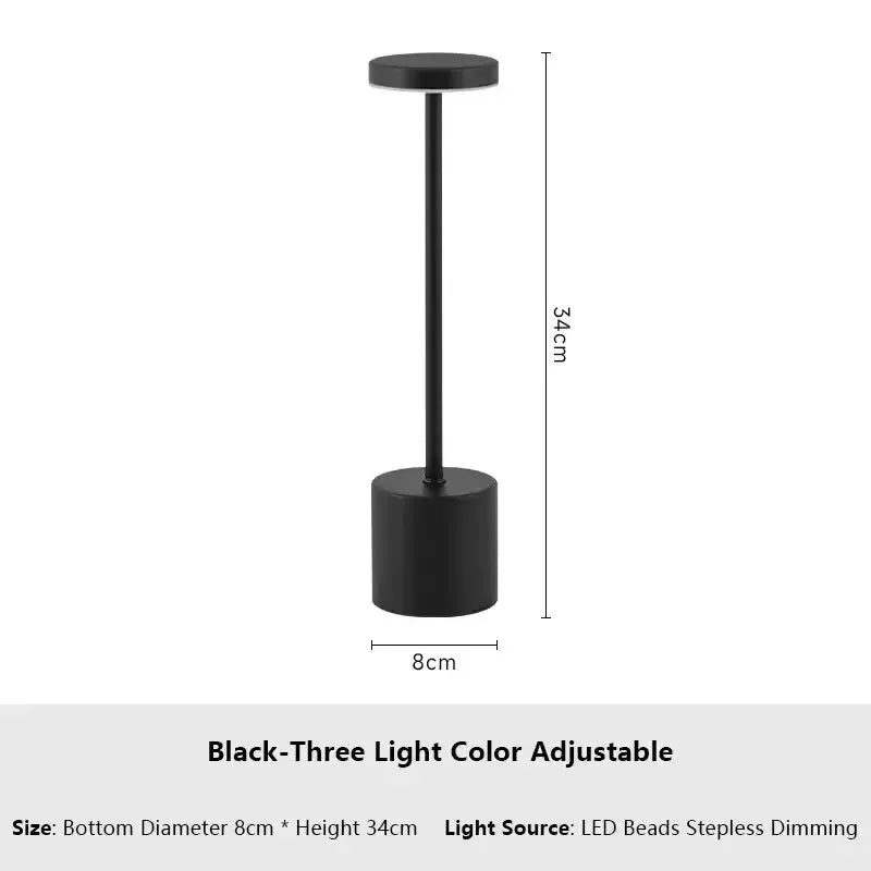 lampe table led rechargeable couleurs multiples moderne noir blanc doré chambre tactile adjustable