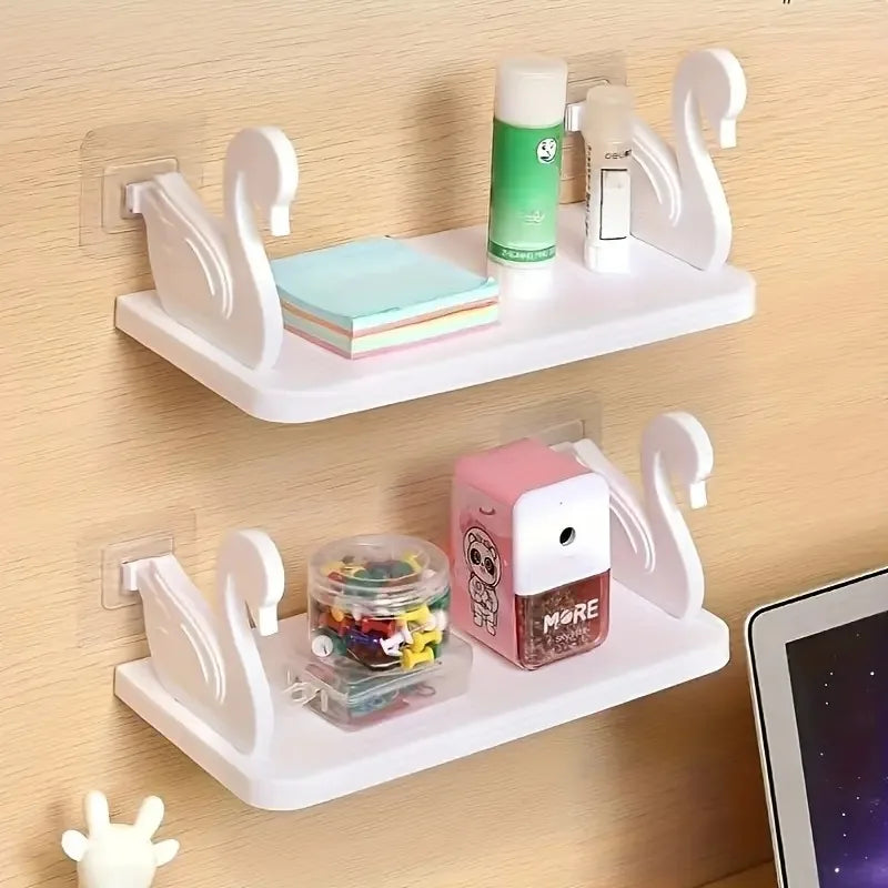 étagère murale cygne blanc moderne adhésive rangement salle bain cuisine papier lettre stylo bouteille