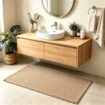 tapis moderne rustique texture carreaux beige clair antidérapant polyester tressé salon bain extérieur