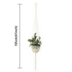 support plante suspendue macramé boho panier blanc noeuds réguliers artisanal pot fleuri