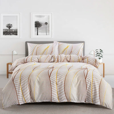 Housse de couette feuille d'or motif tropical beige