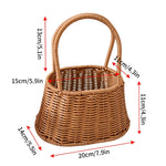 paniers osier tressés marron clair traditionnels réutilisables poignées inclusées fleurs
