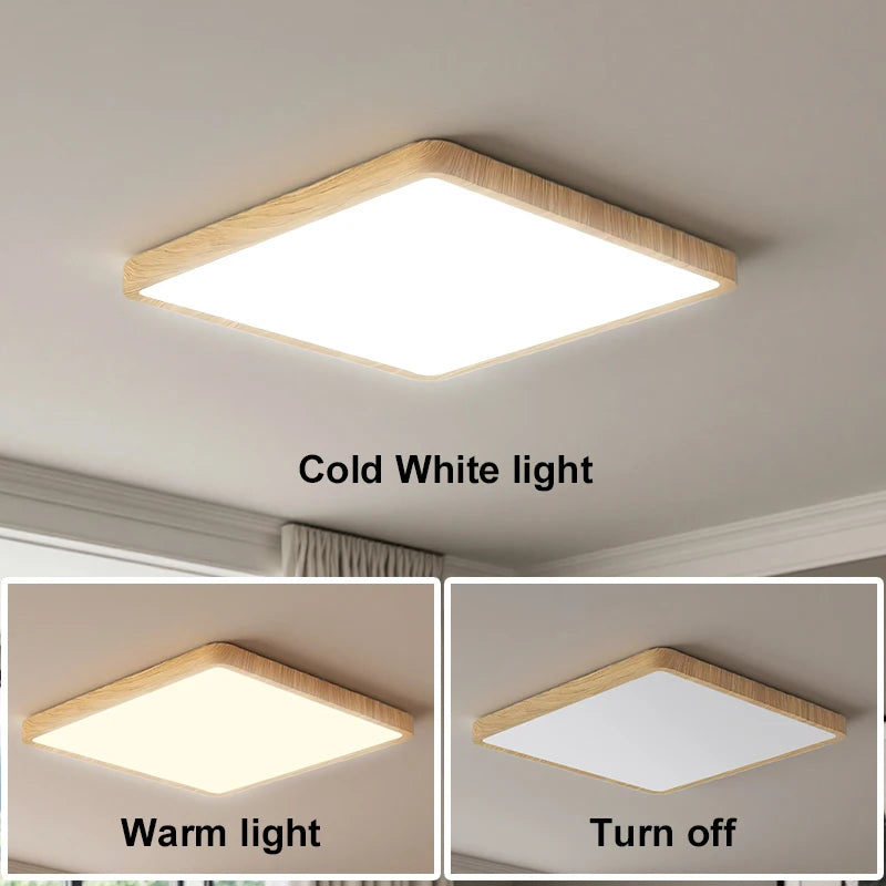 plafonnier led bois naturel blanc moderne 30x30cm opacité vis fixation