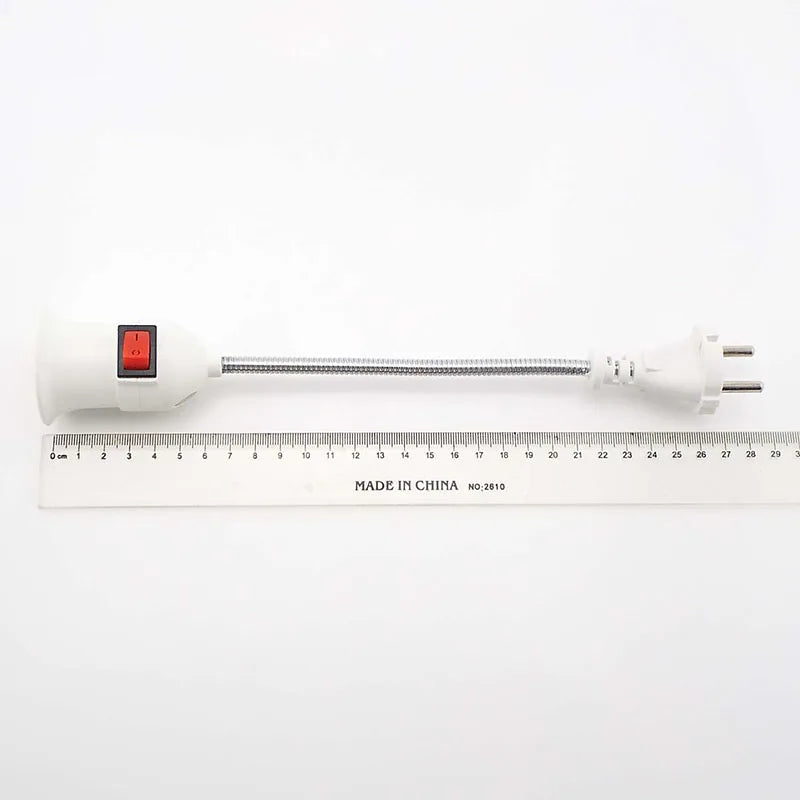 lampe flexible blanc moderne interrupteur rouge socle E27 prise UE 110V 220V LED adaptable