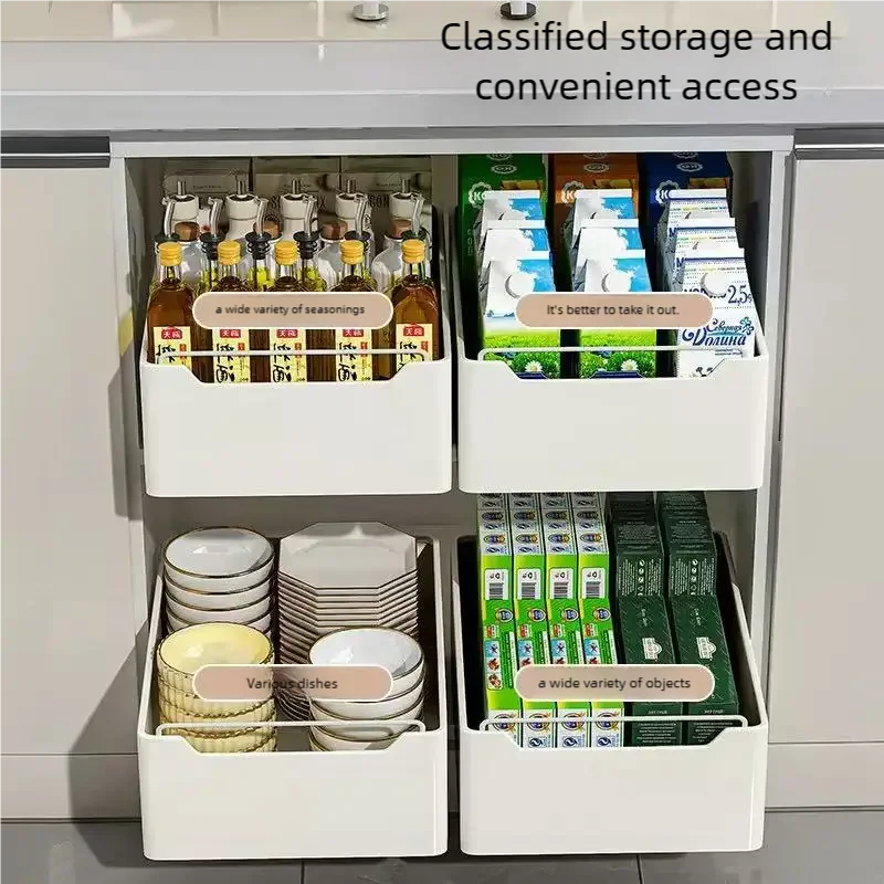 organiseur rangement blanc moderne adhésif coulissant tiroirs grilles épices cuisine métal blanc opacité