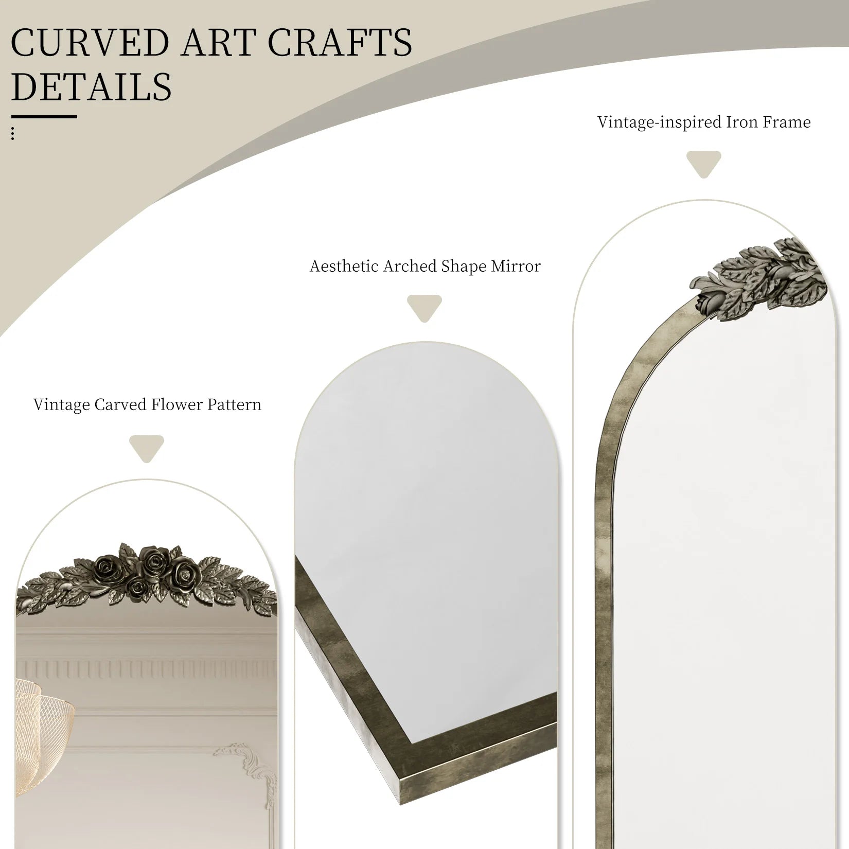 Détail cadre laiton miroir baroque