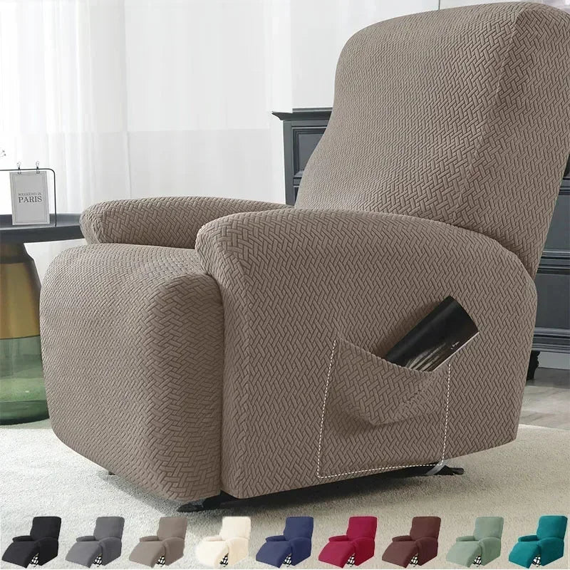 Housse fauteuil gris tissu motifs adhésif moderne poche lavage machine Jacquard