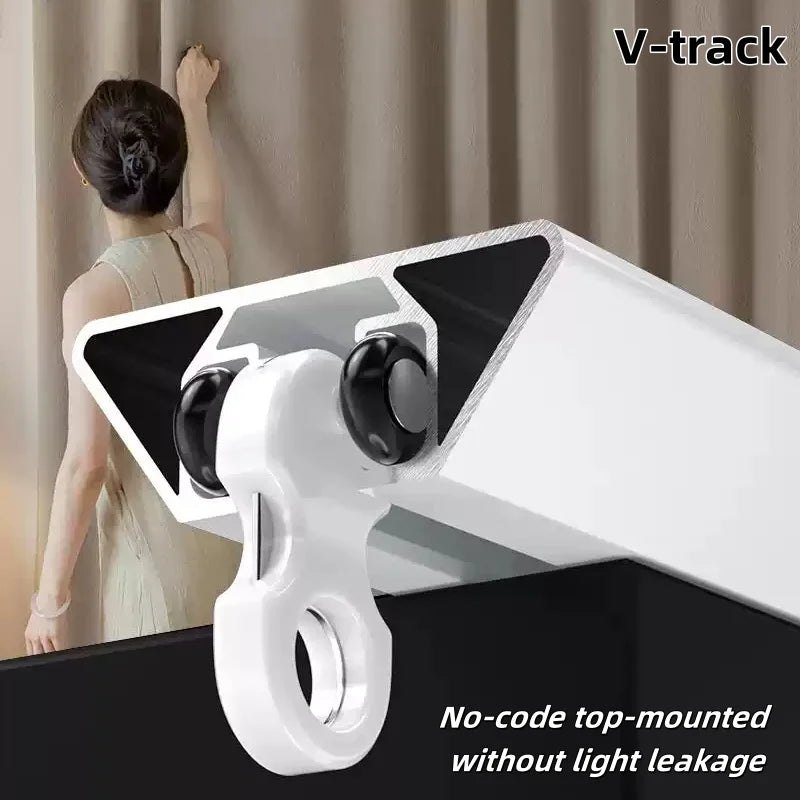 rideau support moderne blanc rondelles noires invisible guide double simple aluminium alloy