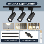 spots led modernes noir blanc télécommande dimmable ensembles complets rail