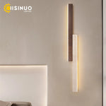 applique murale moderne pierre naturelle marron foncé led mur 130cm cuisine chambre salon