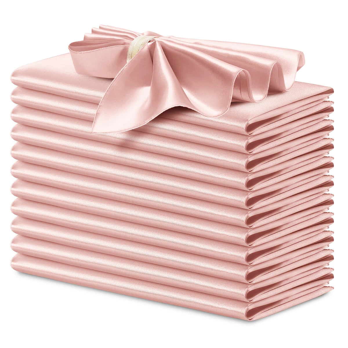 serviettes table satin rose moderne élégantes 12 pièces polyester usage maison restaurant decoration festive
