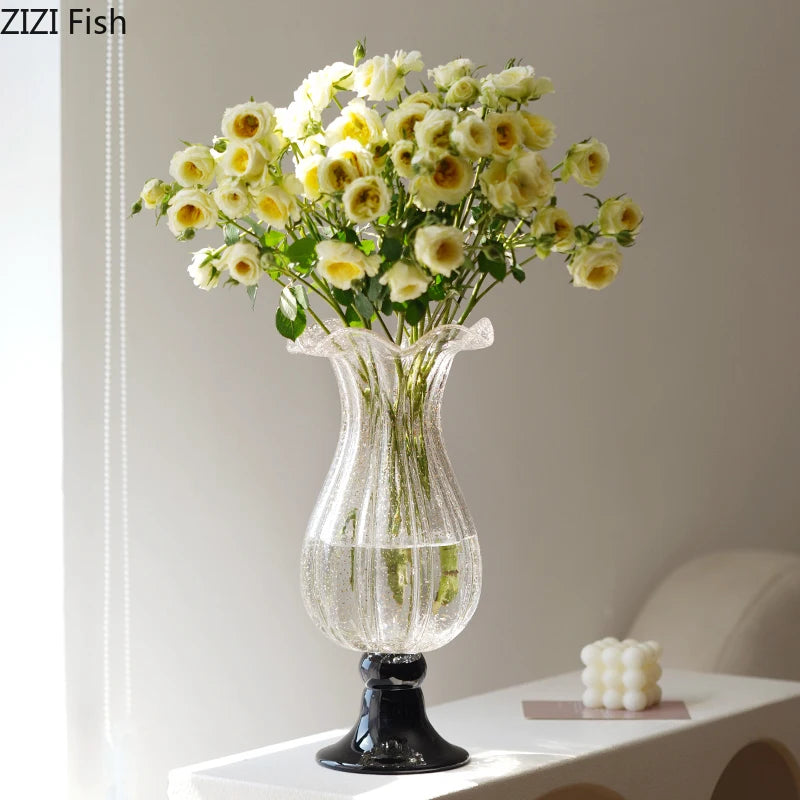 vase verre rose vert violet transparent gravé strié classique élégant décoration table floral
