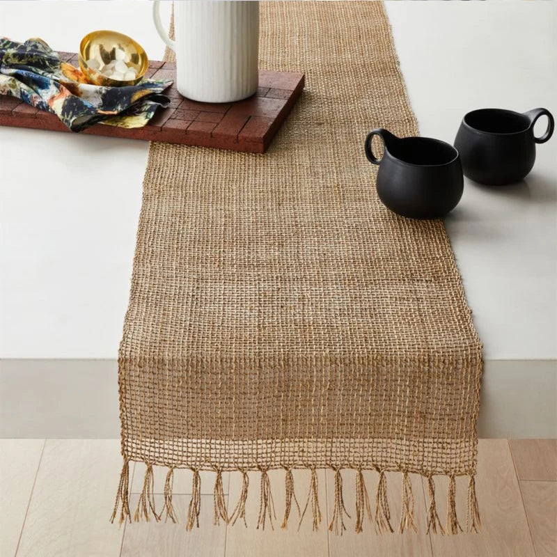 serviette table jute beige rustique franges decoration table mariage hiver automne valentin salopes salopes