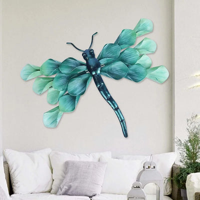 Décoration murale libellule en métal multicolore pour salon