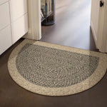 tapis demi circulaire beige moderne texture tissée motif géométrique antidérapant entrée cuisine salle bain