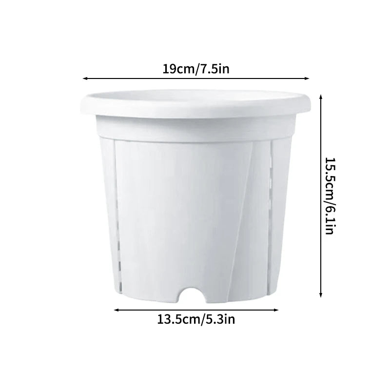 pots racines plastique moderne vertclair beige bleufoncé rayures grille drainage support hydroponie plantes