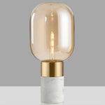 lampe table moderne marbre doré noir blanc led verre transparent interrupteur bouton art déco