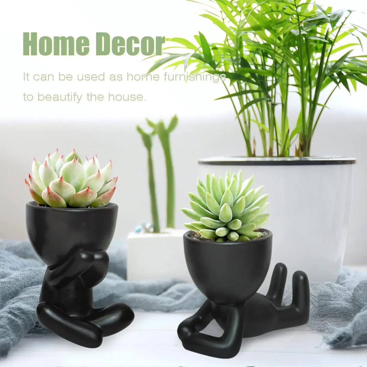 cache pot céramique contemporain noir pots fleurs succulentes drainage maison