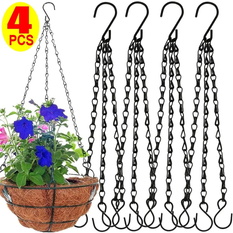 paniers suspendus chaînes métal fer fondue pots fleurs plantes décorations jardin rustic bohème crochets