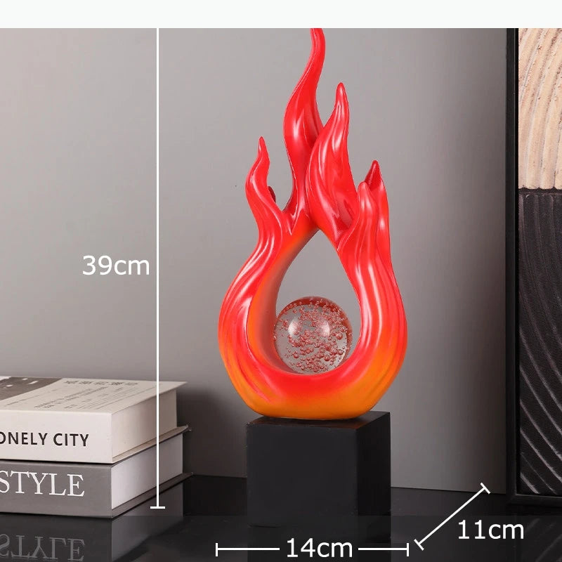 sculpture moderne flamme rouge abstraite décoration intérieure accessoire maison opaque translucide
