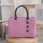 panier osier réutilisable vert rose moderne chic poignées détachables respectueux environnement utilisation multiple
