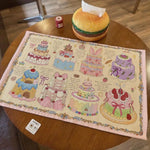 nappes décoratives kawaii fleurs gâteaux multicolores table fêtes extérieur