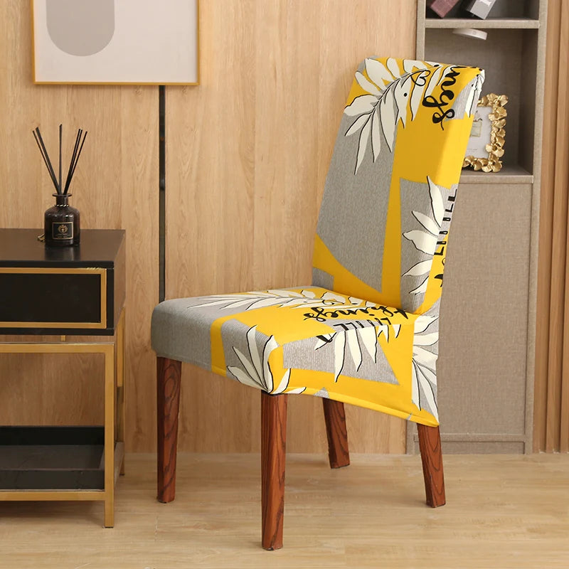 housse chaise xl spandex polyester moderne floral gris noir beige orange