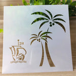 Stencil blanc motifs floraux palmiers oiseaux raisins feuilles bricolage scrapbooking decoration
