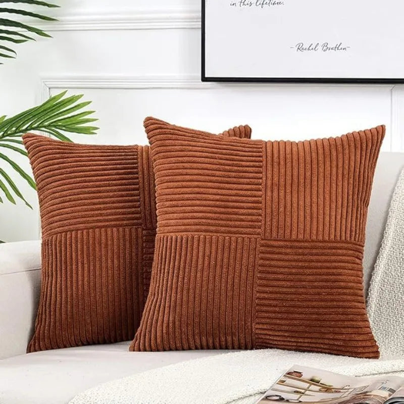housses coussin polyester rayées modernes non toxiques opaques couleur beige marronclair blancvertmarine chambre