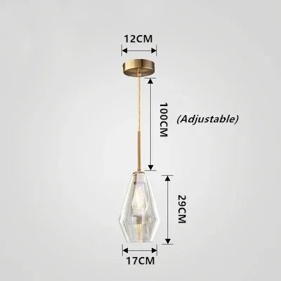 lampe suspendue moderne transparente chaîne dorée ampoule incluse flux lumineux variable certifications multiples sécurité