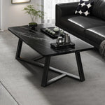 table basse moderne marbre blanc rectangle pieds métal assemblage facile salon 60cm 120cm