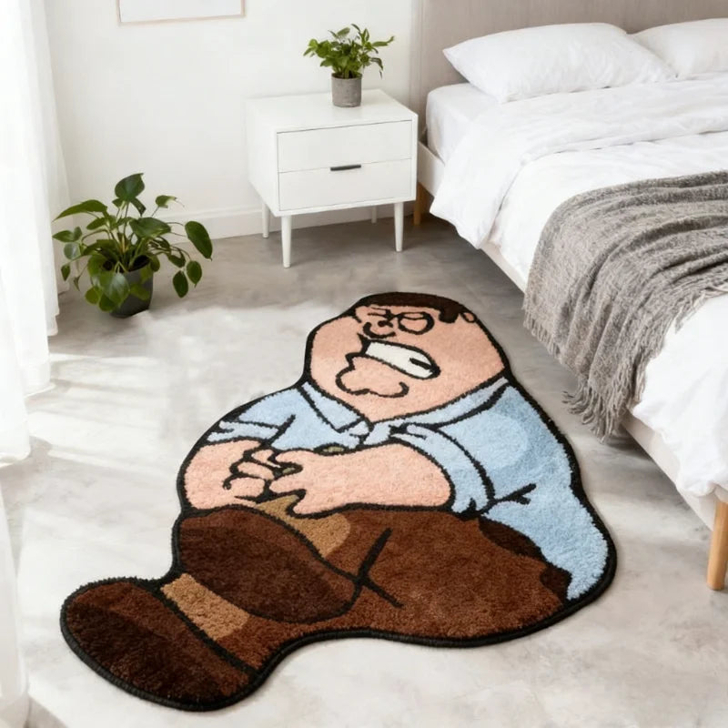 tapis dessin animé rose bleu vert blanc antidérapant polyester confortable intérieur salon chambre